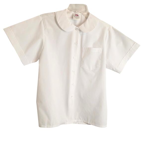 A+ School Apparel Uniform Shirt Girl's White Button Down Size Small Round Collar - Picture 1 of 6
